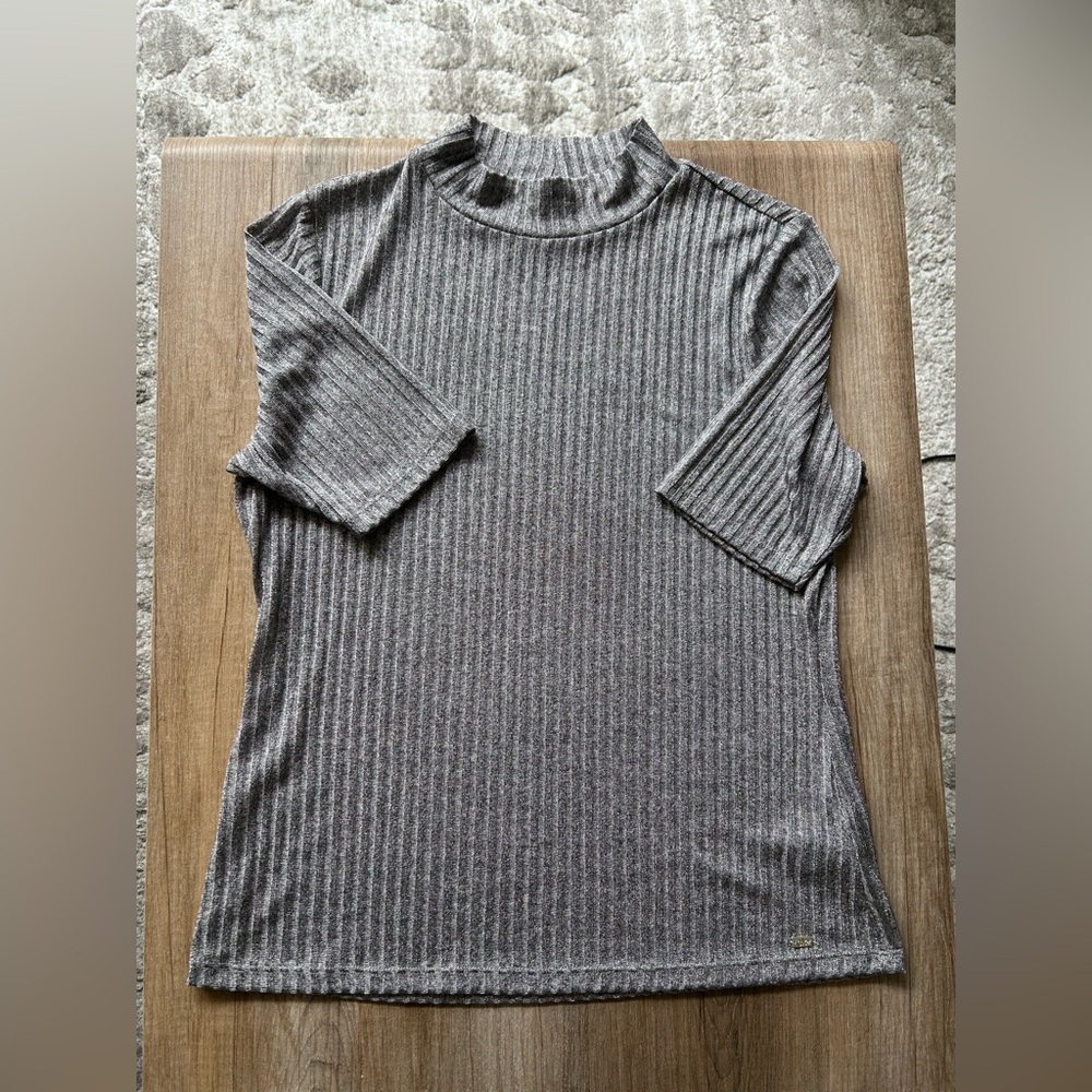 Calvin Klein Silver Ribbed Knit Top